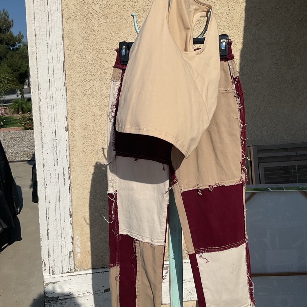 Patchwork Tank Top and Pants Set